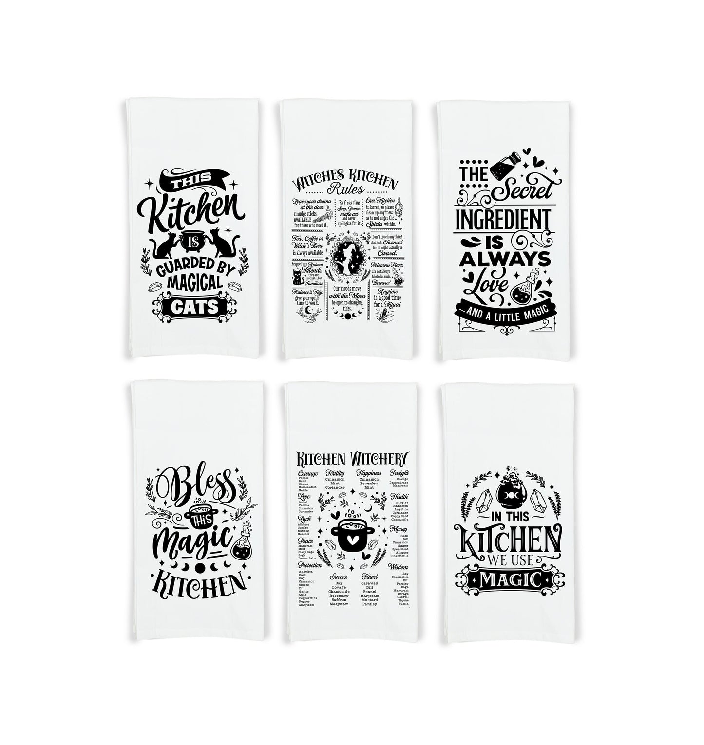 Witches Kitchen Flour Sack Kitchen Towels Witch Birthday Christmas Housewarming Hostess Halloween Gift for Witchy Women and Men