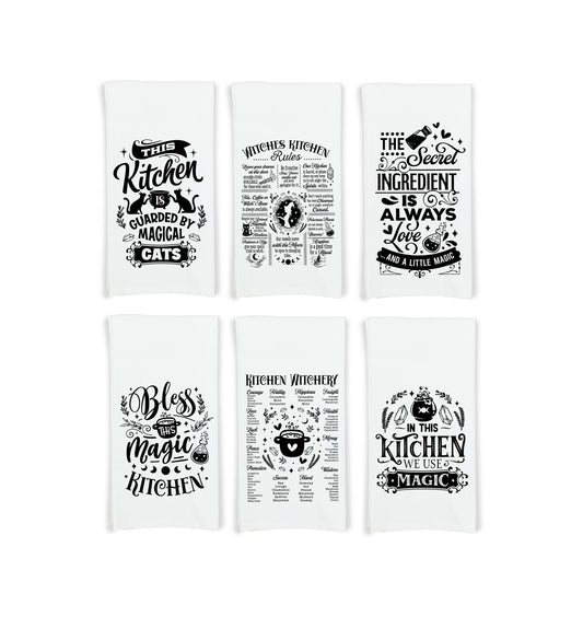 Witches Kitchen Flour Sack Kitchen Towels Witch Birthday Christmas Housewarming Hostess Halloween Gift for Witchy Women and Men