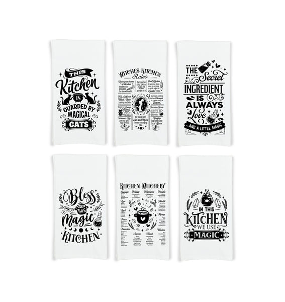 Witches Kitchen Flour Sack Kitchen Towels Witch Birthday Christmas Housewarming Hostess Halloween Gift for Witchy Women and Men