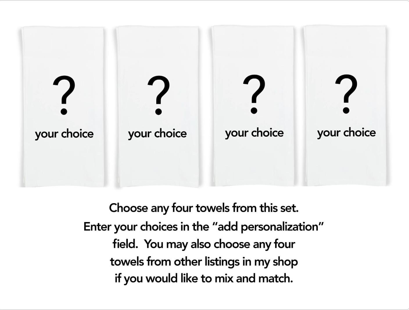 Italian Food Ingredients Kitchen Towel Set of 10 Garlic, Basil, Tomatoes, Mozzarella, Parmesan, Pasta, Porcini, Balsamic, Oregano, Olive Oil