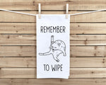 Remember to Wipe Bathroom Hand Towel with Hanging Loop Funny Cute Guest Bath Decor Housewarming Hostess Mothers Day Cat Lover Gift