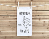 Remember to Wipe Bathroom Hand Towel with Hanging Loop Funny Cute Guest Bath Decor Housewarming Hostess Mothers Day Cat Lover Gift