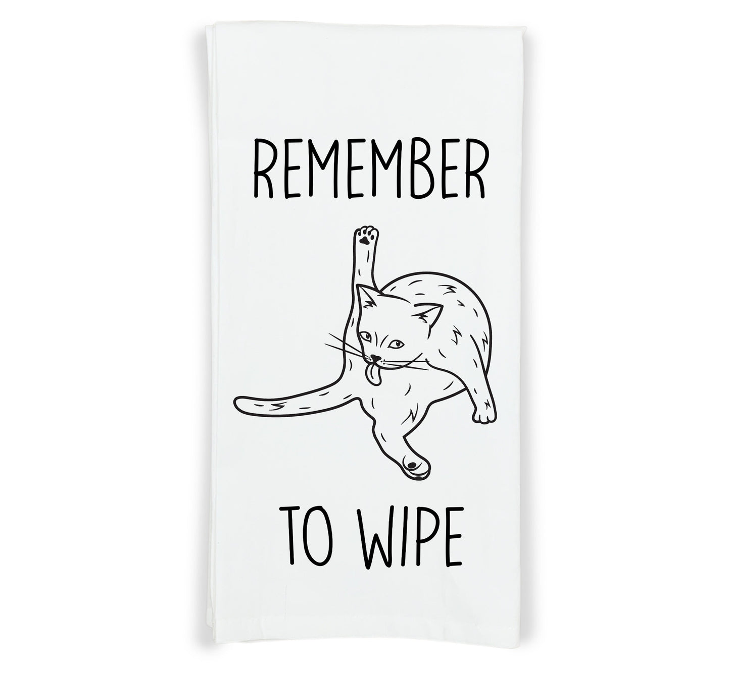 Remember to Wipe Bathroom Hand Towel with Hanging Loop Funny Cute Guest Bath Decor Housewarming Hostess Mothers Day Cat Lover Gift