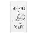 Remember to Wipe Bathroom Hand Towel with Hanging Loop Funny Cute Guest Bath Decor Housewarming Hostess Mothers Day Cat Lover Gift