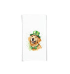 Golden Retriever St. Patricks's Day 100% Cotton Flour Sack Tea Towel with Hanging Loop - Saint Patty's Kitchen Decor