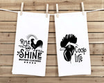 Coop Life and Rise and Shine Mother Cluckers Set of 2 Funny Farmhouse Kitchen Tea Towels Home Decor Housewarming Gift Idea for Women Men