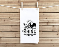 Coop Life and Rise and Shine Mother Cluckers Set of 2 Funny Farmhouse Kitchen Tea Towels Home Decor Housewarming Gift Idea for Women Men