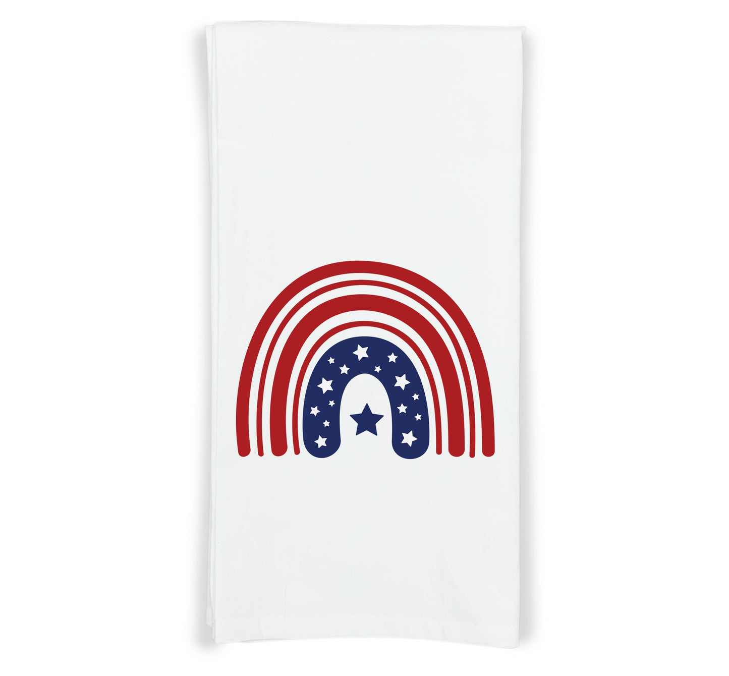 Patriotic Stars and Stripes Rainbow Flour Sack Kitchen Towel with Hanging Loop - 4th of July Dish Cloth Housewarming Hostess Mothers Day