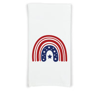 Patriotic Stars and Stripes Rainbow Flour Sack Kitchen Towel with Hanging Loop - 4th of July Dish Cloth Housewarming Hostess Mothers Day