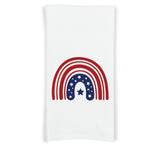 Patriotic Stars and Stripes Rainbow Flour Sack Kitchen Towel with Hanging Loop - 4th of July Dish Cloth Housewarming Hostess Mothers Day