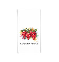 Hot Peppers Kitchen Towel Set of 8 - Habanero, Thai Chili, Ghost Pepper, Carolina Reaper, Scotch Bonnet, Cayenne, Jalapeno, Serrano