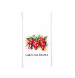 Hot Peppers Kitchen Towel Set of 8 - Habanero, Thai Chili, Ghost Pepper, Carolina Reaper, Scotch Bonnet, Cayenne, Jalapeno, Serrano
