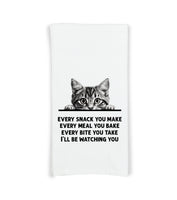 Every Snack You Make Gray Tabby Cat Flour Sack Kitchen Towel Funny Peeking Kitty Dish Cloth Housewarming Hostess Birthday Christmas Gift