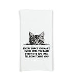 Every Snack You Make Gray Tabby Cat Flour Sack Kitchen Towel Funny Peeking Kitty Dish Cloth Housewarming Hostess Birthday Christmas Gift