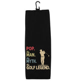 Pop the Man the Myth the Golf Legend Tri-fold Golf Towel with Clip 100% Microfiber Waffle Weave Gift Idea for Golfer Men Grandpa Dad