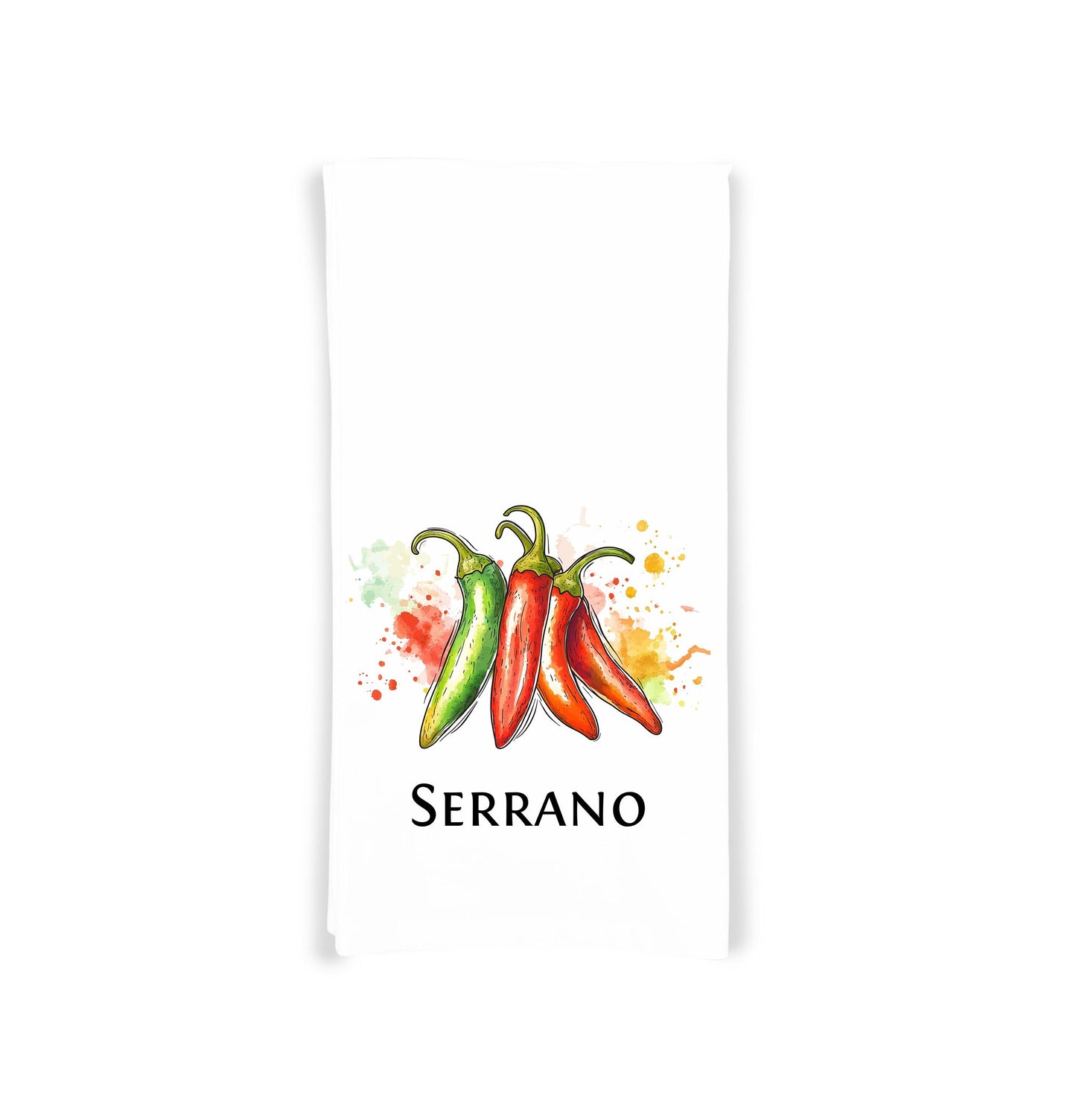 Hot Peppers Kitchen Towel Set of 8 - Habanero, Thai Chili, Ghost Pepper, Carolina Reaper, Scotch Bonnet, Cayenne, Jalapeno, Serrano