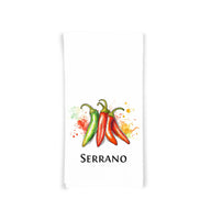 Hot Peppers Kitchen Towel Set of 8 - Habanero, Thai Chili, Ghost Pepper, Carolina Reaper, Scotch Bonnet, Cayenne, Jalapeno, Serrano