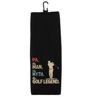 Pa the Man the Myth the Golf Legend and Best Pa by Par Set of 2 Tri-fold Golf Towel w/ Clip 100% Microfiber Waffle Weave Gift for Men