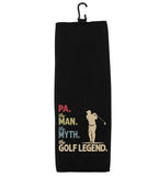 Pa the Man the Myth the Golf Legend and Best Pa by Par Set of 2 Tri-fold Golf Towel w/ Clip 100% Microfiber Waffle Weave Gift for Men