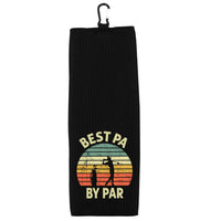 Pa the Man the Myth the Golf Legend and Best Pa by Par Set of 2 Tri-fold Golf Towel w/ Clip 100% Microfiber Waffle Weave Gift for Men