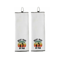 Best Papi By Par Tri-fold Golf Towel with Clip 100% Microfiber Waffle Weave Black White Gift Idea for Golfer Men Grandpa Dad