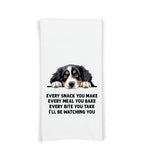 Bernese Mountain Dog Every Snack You Make Every Meal You Bake Flour Sack Kitchen Towel Funny Peeking Dog Dish Cloth Birthday Christmas Gift