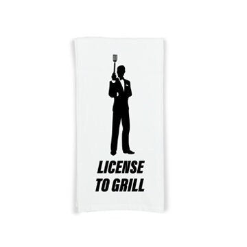 License to Grill Funny Grilling Towel for Men Flour Sack BBQ Grill Birthday Father's Day Christmas Gift Idea for Dad Husband Grandpa Him