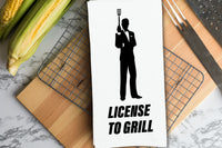 License to Grill Funny Grilling Towel for Men Flour Sack BBQ Grill Birthday Father's Day Christmas Gift Idea for Dad Husband Grandpa Him