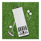 Weapons of Grass Destruction Tri-fold Golf Towel with Clip 100% Microfiber Waffle Weave Black White Gift Idea for Golfer Men Women