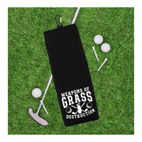 Weapons of Grass Destruction Tri-fold Golf Towel with Clip 100% Microfiber Waffle Weave Black White Gift Idea for Golfer Men Women
