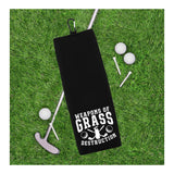 Weapons of Grass Destruction Tri-fold Golf Towel with Clip 100% Microfiber Waffle Weave Black White Gift Idea for Golfer Men Women