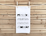 Rows of Cats Flour Sack Kitchen Towel with Hanging Loop Funny Cute Dish Cloth Housewarming Hostess Mothers Day Cat Lover Gift