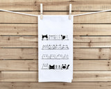 Rows of Cats Flour Sack Kitchen Towel with Hanging Loop Funny Cute Dish Cloth Housewarming Hostess Mothers Day Cat Lover Gift