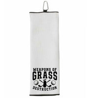 Weapons of Grass Destruction Tri-fold Golf Towel with Clip 100% Microfiber Waffle Weave Black White Gift Idea for Golfer Men Women