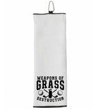 Weapons of Grass Destruction Tri-fold Golf Towel with Clip 100% Microfiber Waffle Weave Black White Gift Idea for Golfer Men Women