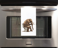 Elephant on the Toilet with Phone Flour Sack Kitchen Towel Funny Dish Cloth Housewarming Hostess Birthday Christmas Gift