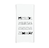Rows of Cats Flour Sack Kitchen Towel with Hanging Loop Funny Cute Dish Cloth Housewarming Hostess Mothers Day Cat Lover Gift