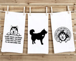 Set of 3 Alaskan Malmute Flour Sack Kitchen Towels Funny Dog Lover Hand Tea Dish Towels Birthday Housewarming Christmas Gift for Women Men