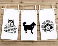 Set of 3 Alaskan Malmute Flour Sack Kitchen Towels Funny Dog Lover Hand Tea Dish Towels Birthday Housewarming Christmas Gift for Women Men