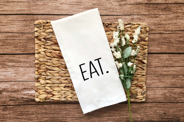 Eat Hand Towel Minimalist Black and White Flour Sack Dish Towel Kitchen Decor Hand Towel Easter Thanksgiving Gift