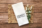 Family Hand Towel Minimalist Black and White Flour Sack Dish Towel Kitchen Decor Hand Towel Easter Thanksgiving Gift