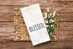 Blessed Hand Towel Minimalist Black and White Flour Sack Dish Towel Kitchen Decor Hand Towel Easter Thanksgiving Gift
