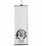 Skull Golfer Tri-fold Golf Towel with Clip 100% Microfiber White Waffle Weave Gift Idea for Men