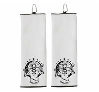 Skull Golfer Tri-fold Golf Towel with Clip 100% Microfiber White Waffle Weave Gift Idea for Men