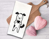 Set of 3 Cute Animal Tea Towels Funny Dog Cat Bunny Black and White Flour Sack Dish Bathroom or Kitchen Decor Decorative Hand Towel