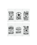 Set of 6 Funny Bathroom Hand Towels - Flour Sack Towel Gift Set - Housewarming Hostess Birthday Christmas Mothers Day Gift for Women Men