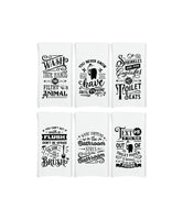 Set of 6 Funny Bathroom Hand Towels - Flour Sack Towel Gift Set - Housewarming Hostess Birthday Christmas Mothers Day Gift for Women Men