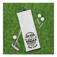 Some Grandpas Take Naps Real Grandpas Play Golf Then Take a Nap Tri-fold White Golf Towel w/ Clip 100% Microfiber Waffle Weave Gift for Men