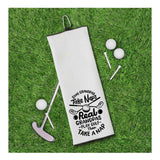Some Grandpas Take Naps Real Grandpas Play Golf Then Take a Nap Tri-fold White Golf Towel w/ Clip 100% Microfiber Waffle Weave Gift for Men