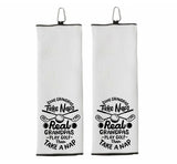 Some Grandpas Take Naps Real Grandpas Play Golf Then Take a Nap Tri-fold White Golf Towel w/ Clip 100% Microfiber Waffle Weave Gift for Men